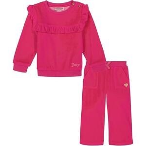 Juicy Couture Baby Girl's 2 Piece Velour Sweater Pant Set (18 Months) Pink